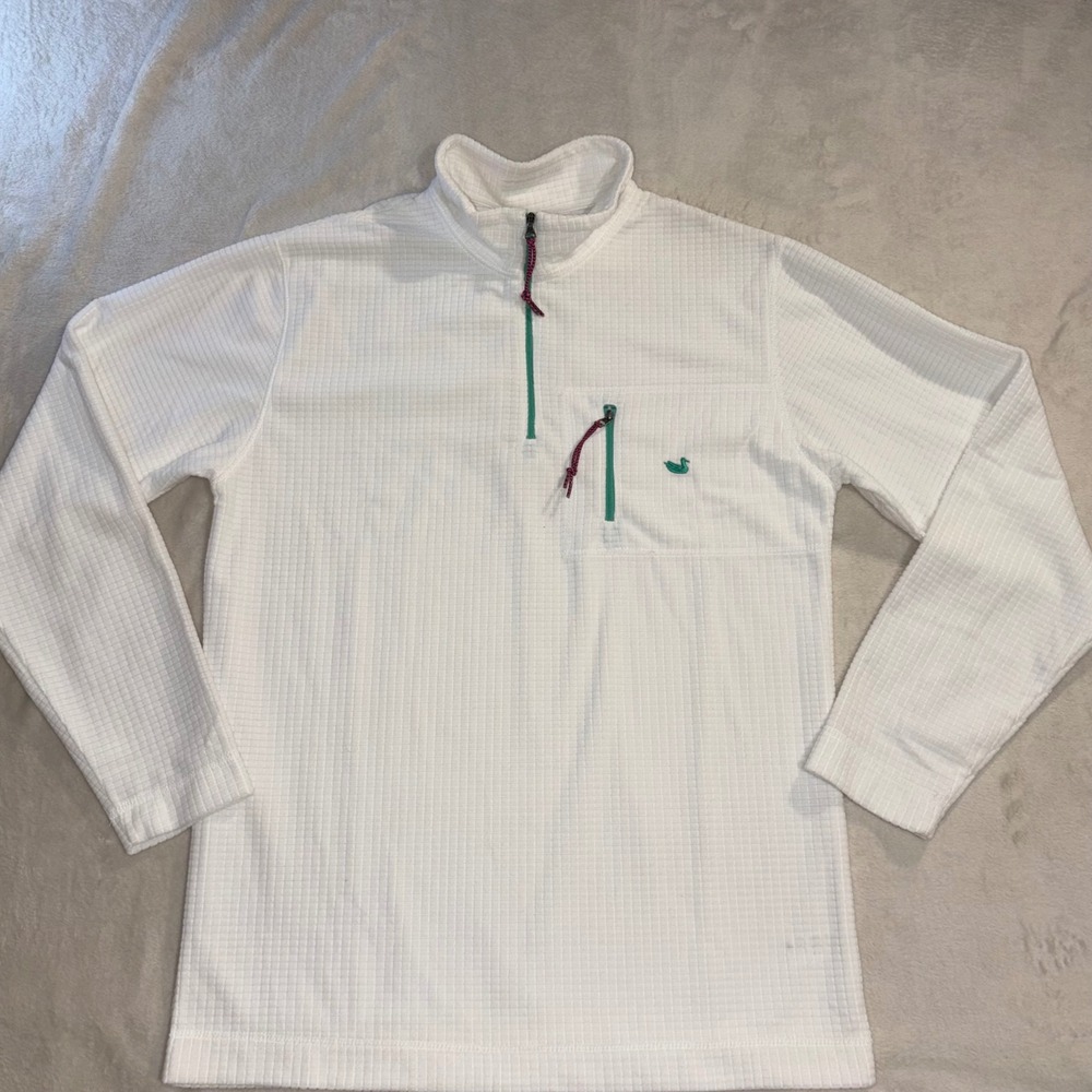 Southern Marsh Fieldtec Quarter Zip Pullover White Waffle Knit Mens‎ Small